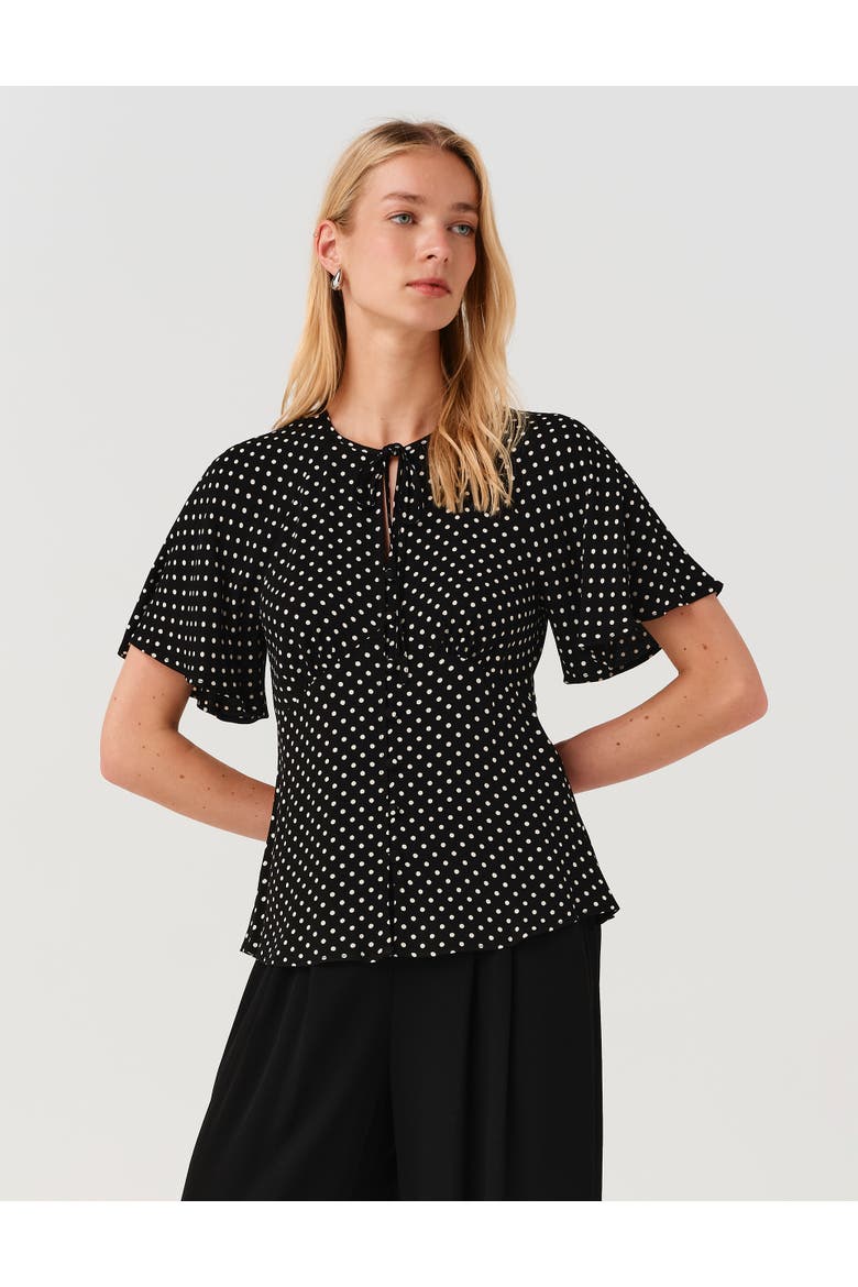 Frida Button Through Crepe Blouse, Main, color, Black Spot