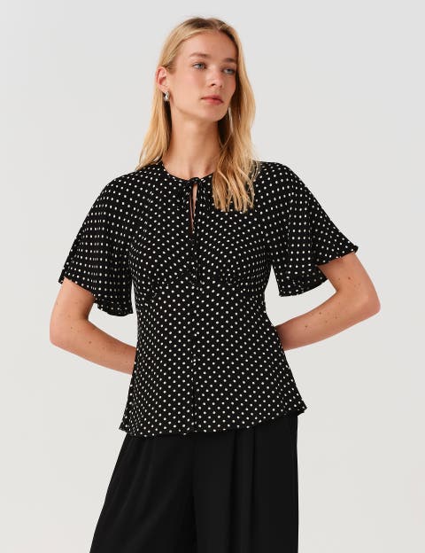 Frida Button Through Crepe Blouse