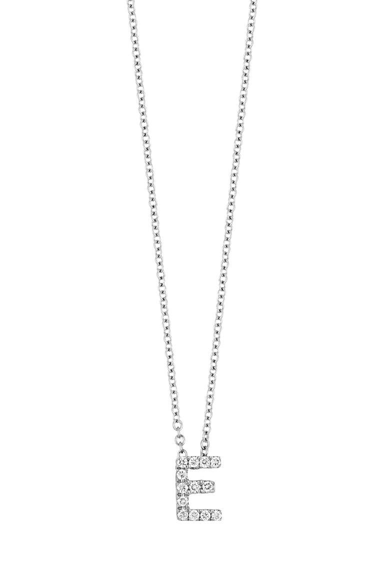 Diamond Pavé Initial Pendant Necklace, Main, color, 18K WHITE GOLD - E