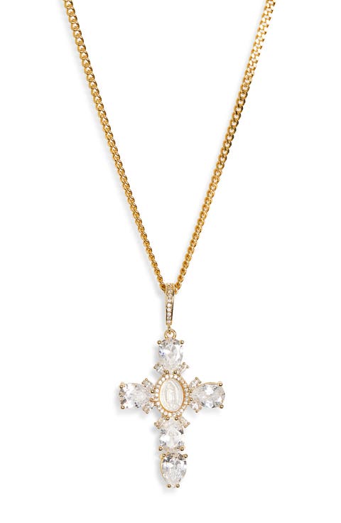 Virgin Mary Cross Pearl Necklace