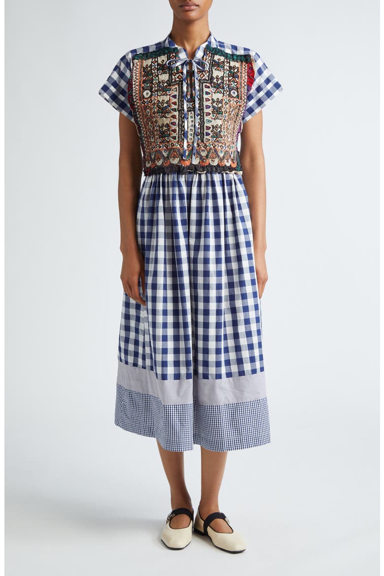 Tao Comme des Garçons Gingham Cotton Midi Dress with Hand