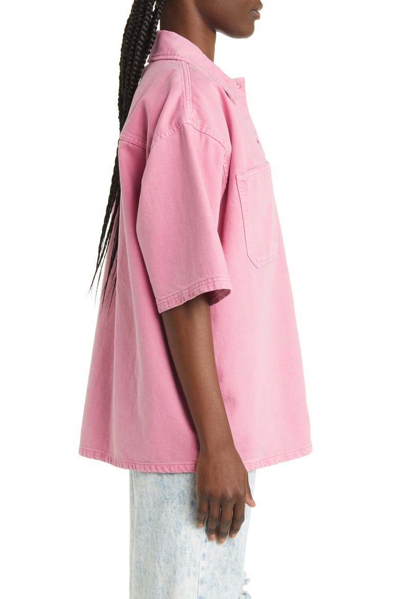 Oversize Denim Shirt Jacket, Alternate, color, BRIGHT PINK