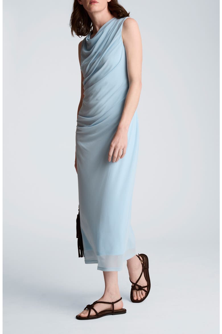 Ruched Sleeveless Midi Dress, Main, color, TRANQUIL BLUE