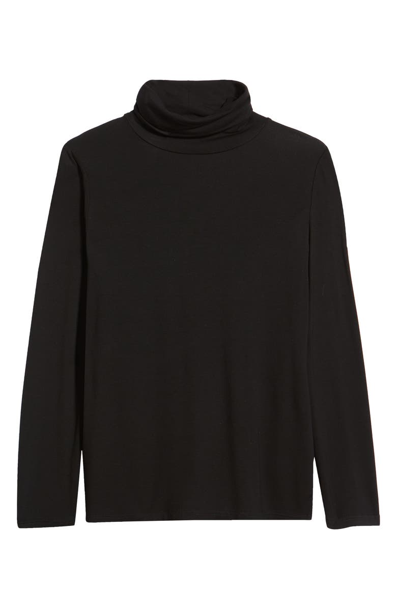 Ming Wang Turtleneck Jersey Tunic Top, Alternate, color, Black