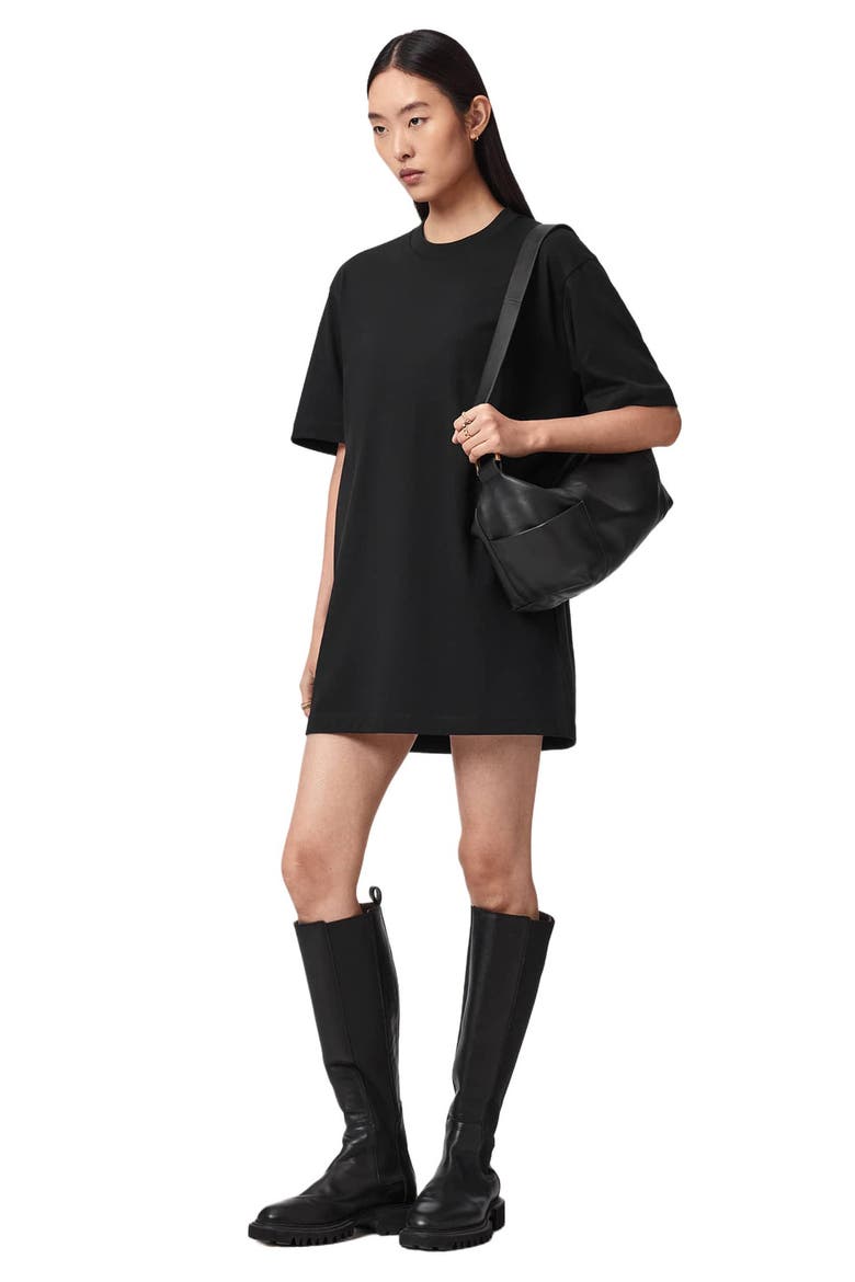 Fuse Logo Appliqué Cotton T-Shirt Minidress, Alternate, color, BLACK