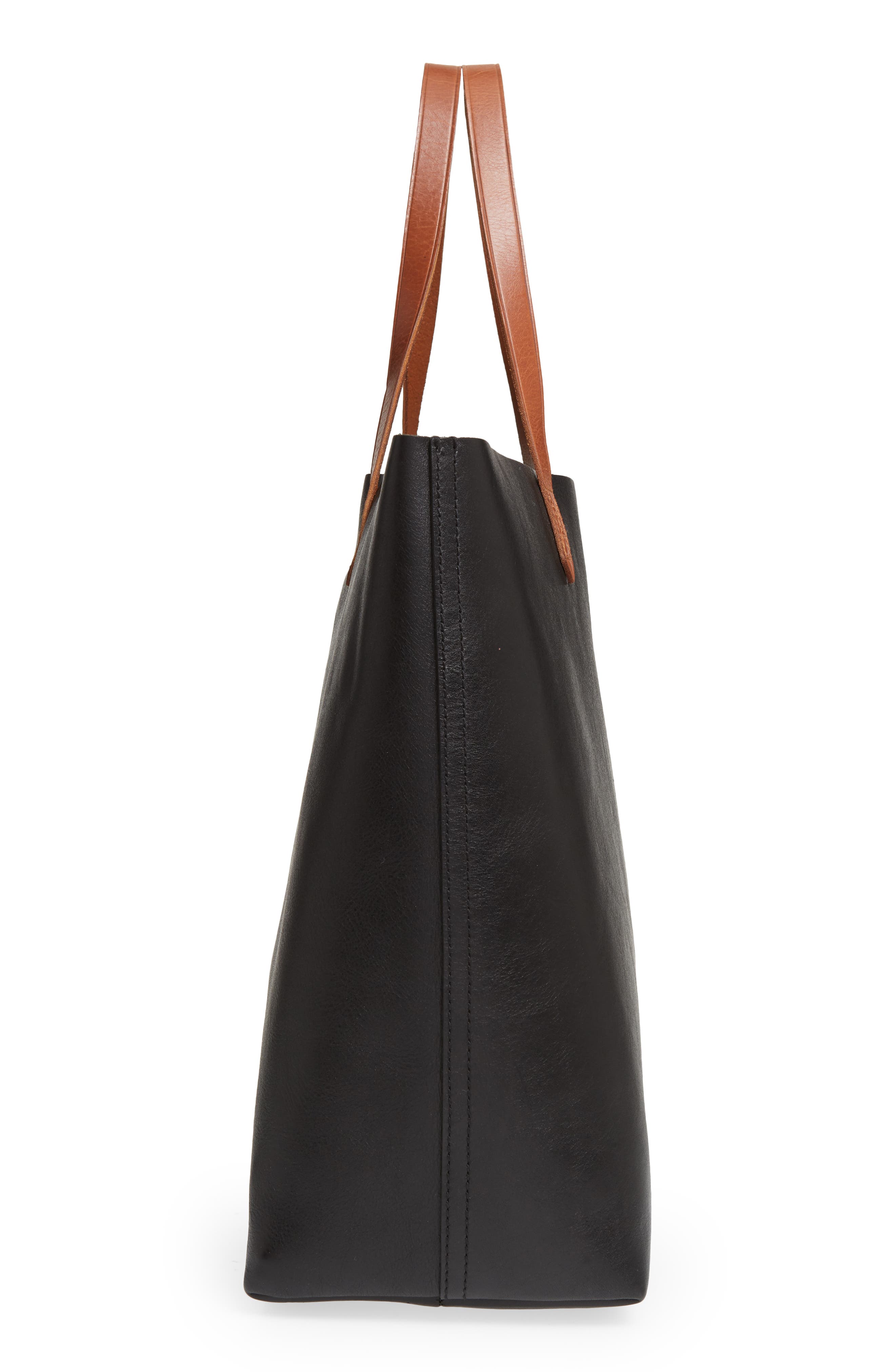 The Transport Leather Tote, Alternate, color, TRUE BLACK W/ BROWN