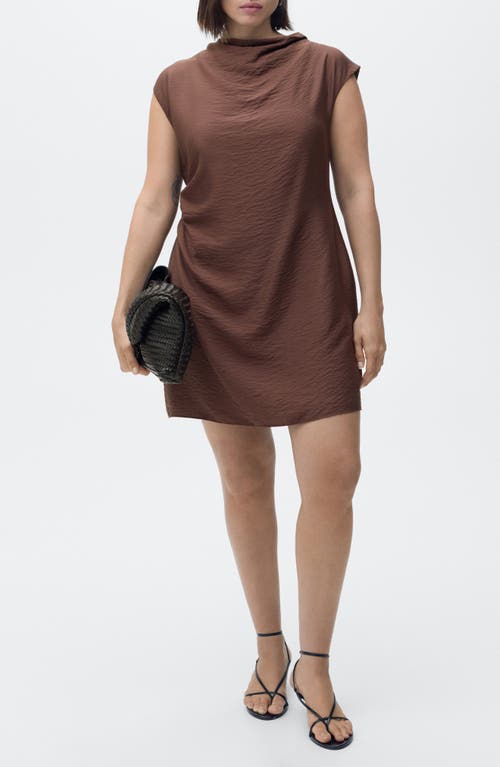 Mango Drape Texture Minidress In Brown