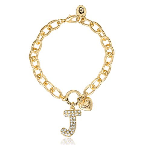 Pavé Initial Charm Bracelet, 7.5'' Gold Tone Link