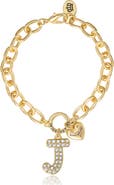 Juicy Couture Pavé Initial Charm Bracelet, 7.5'' Gold Tone Link