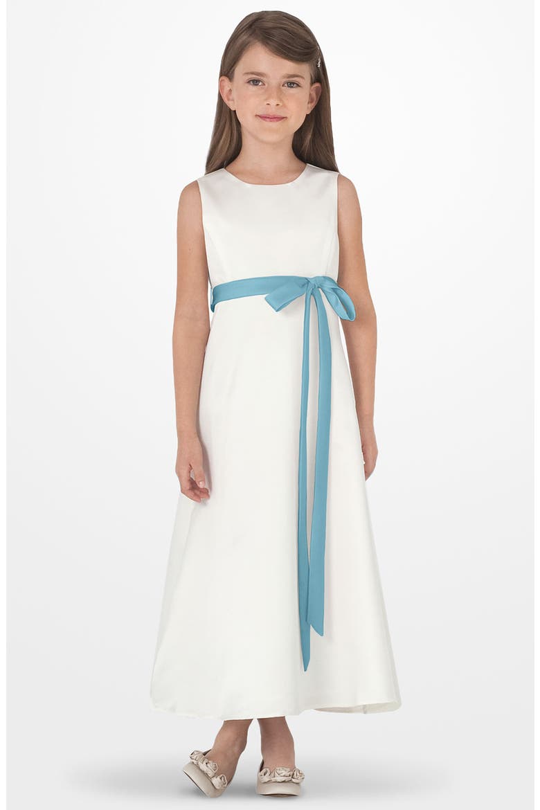 Sleeveless Satin Dress, Main, color, WHITE/ POOL