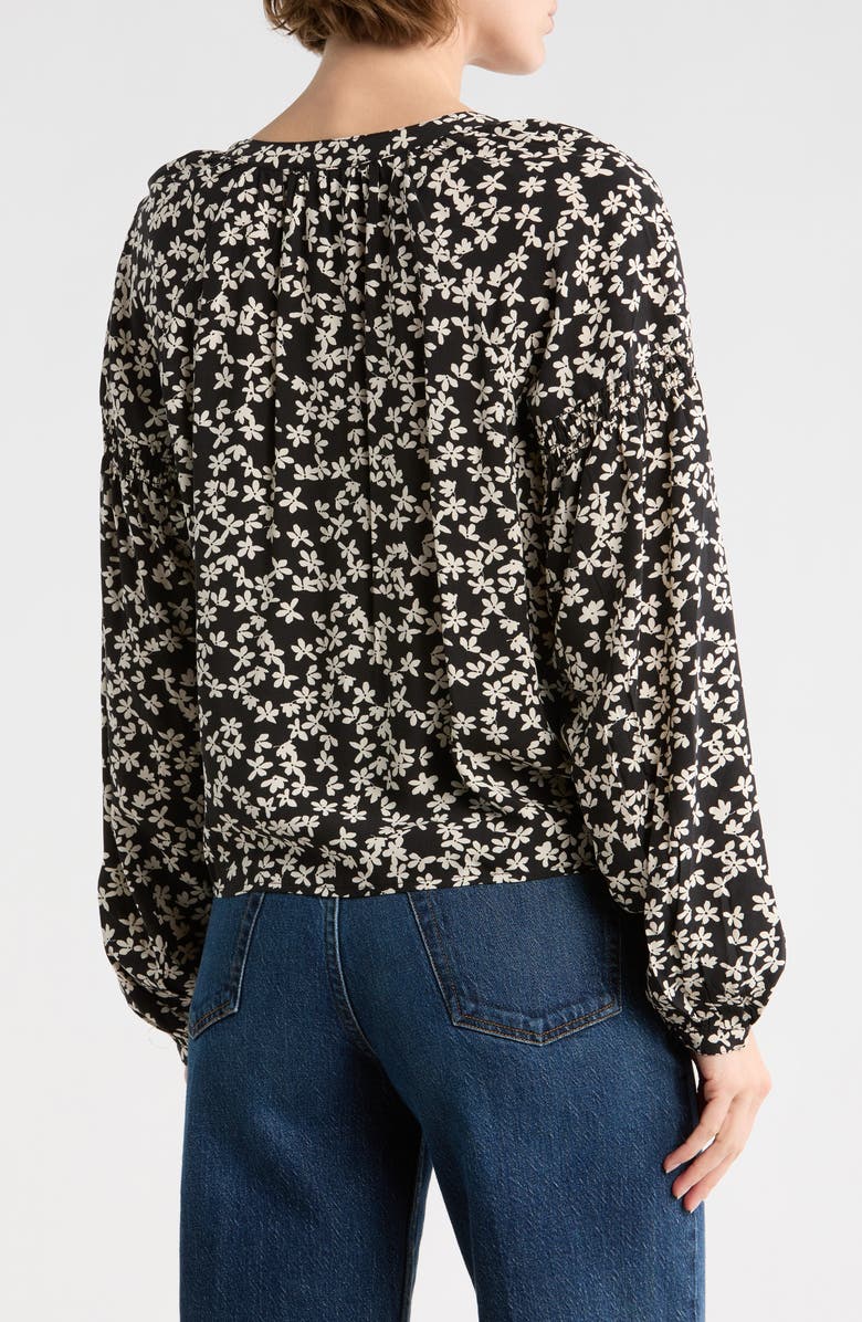 Sanctuary Tie Front Button-Up Shirt, Alternate, color, Primrose Black/ Ivory