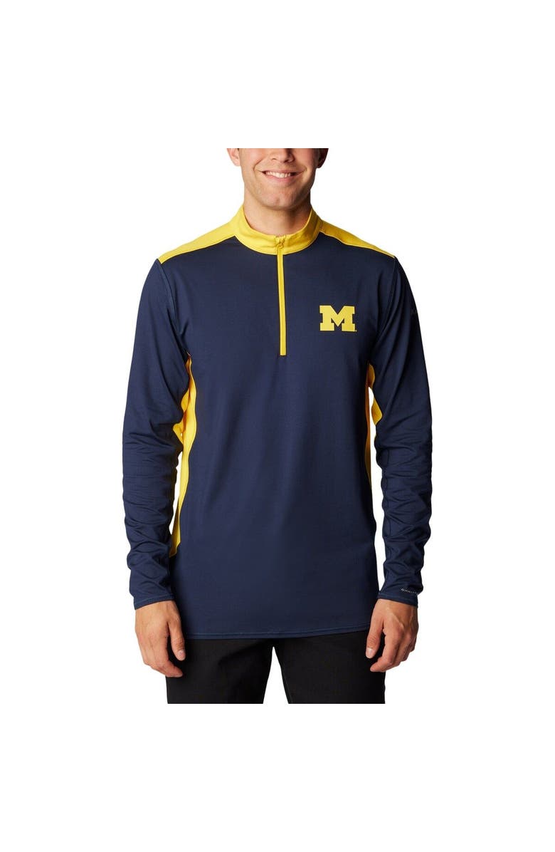 Columbia Men's Columbia Navy Michigan Wolverines Tech Trail<sup>™</sup> Omni-Shade Quarter-Zip Top, Main, color, Navy