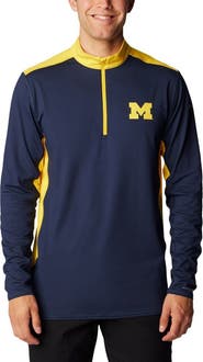 Columbia Men's Columbia Navy Michigan Wolverines Tech Trail™ Omni-Shade Quarter-Zip Top