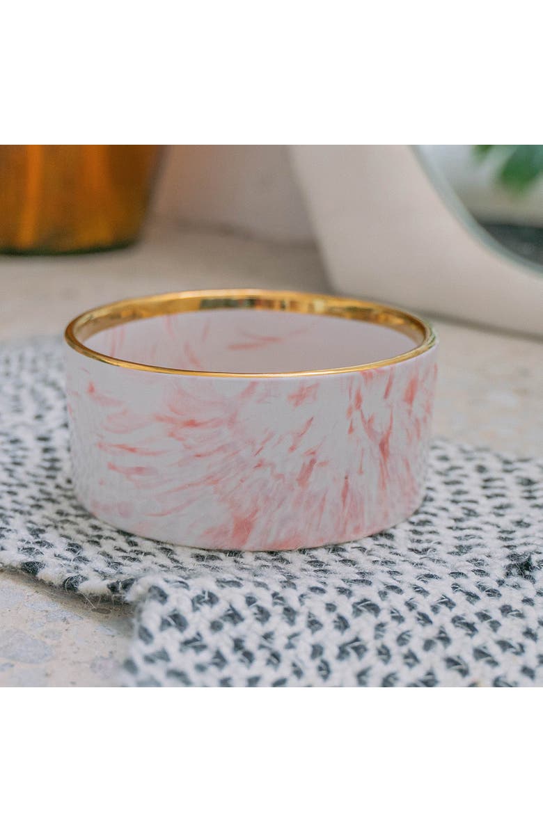 Dexypaws Marble Dog Bowl Blush Pink 
Gold Accent, Alternate, color, 