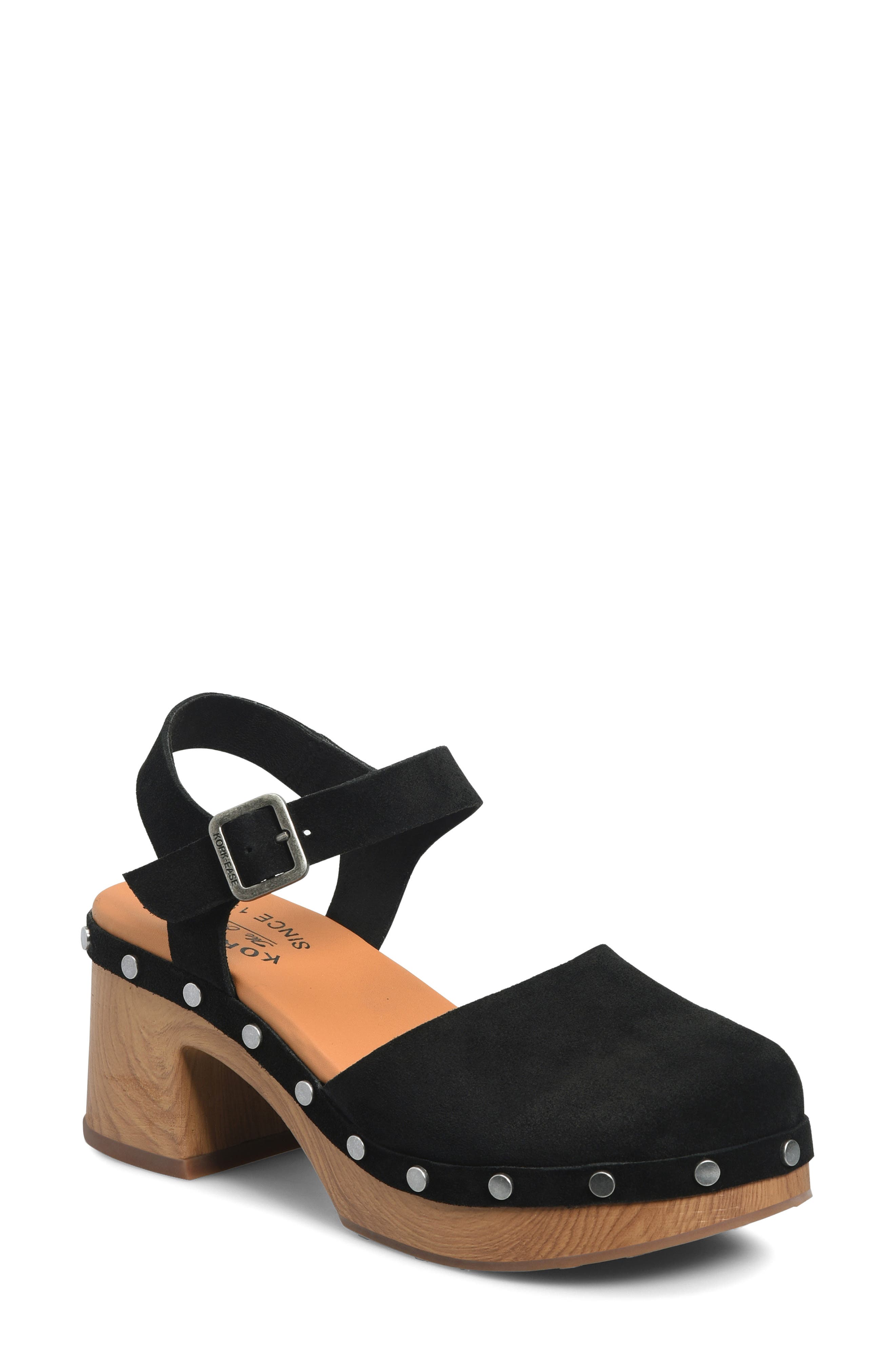 Kork-Ease<sup>®</sup> Tribecca Ankle Strap Platform Clog, Main, color, Black Suede