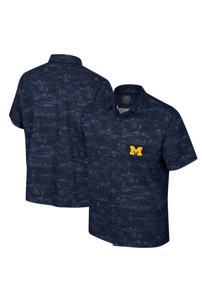 Men's Colosseum Navy Michigan Wolverines Ozark Button-Up Shirt, Main, color, Navy