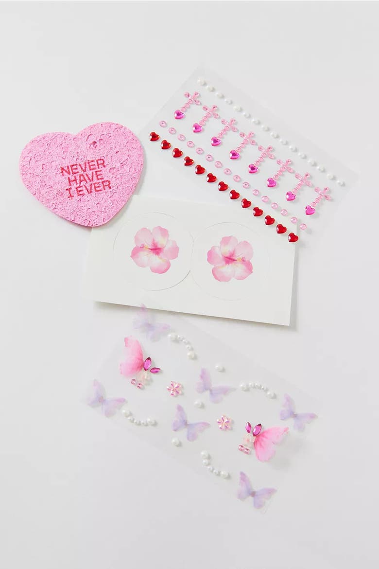 Crystal Bloom Face Adornments, Alternate, color, Pink