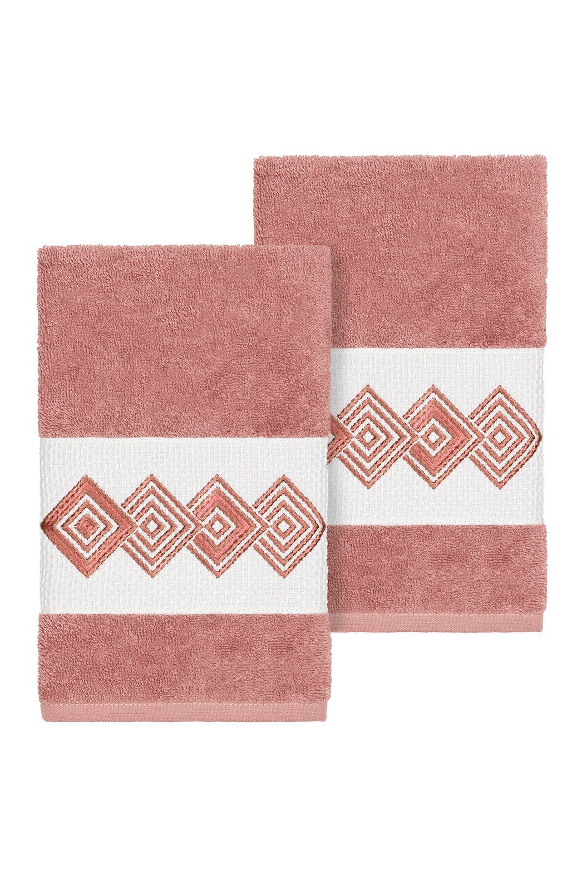 Linum Home Textiles Noah Embellished Hand Towel - Set of 2 - Tea Rose ...