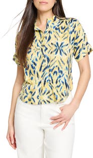NIC+ZOE Sunny Skies Half Button Linen Blend Shirt