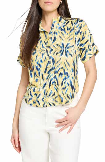 NIC+ZOE Sunny Skies Half Button Linen Blend Shirt