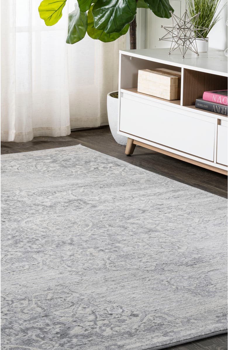 JONATHAN Y Modern Persian Vintage Moroccan Medallion Area Rug, Alternate, color, Light Gray