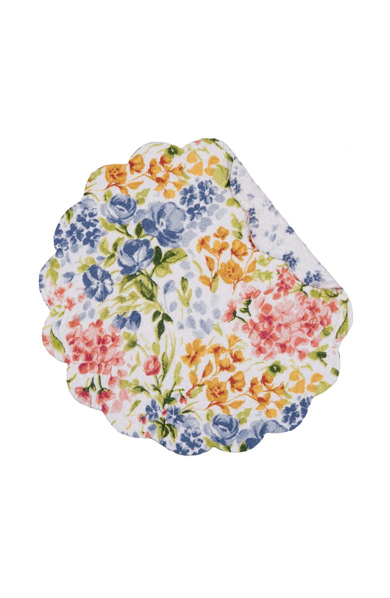 C&F Home Florian Watercolor Botanical Round 100% Cotton Set of 6 Placemats 17", Alternate, color, Orange