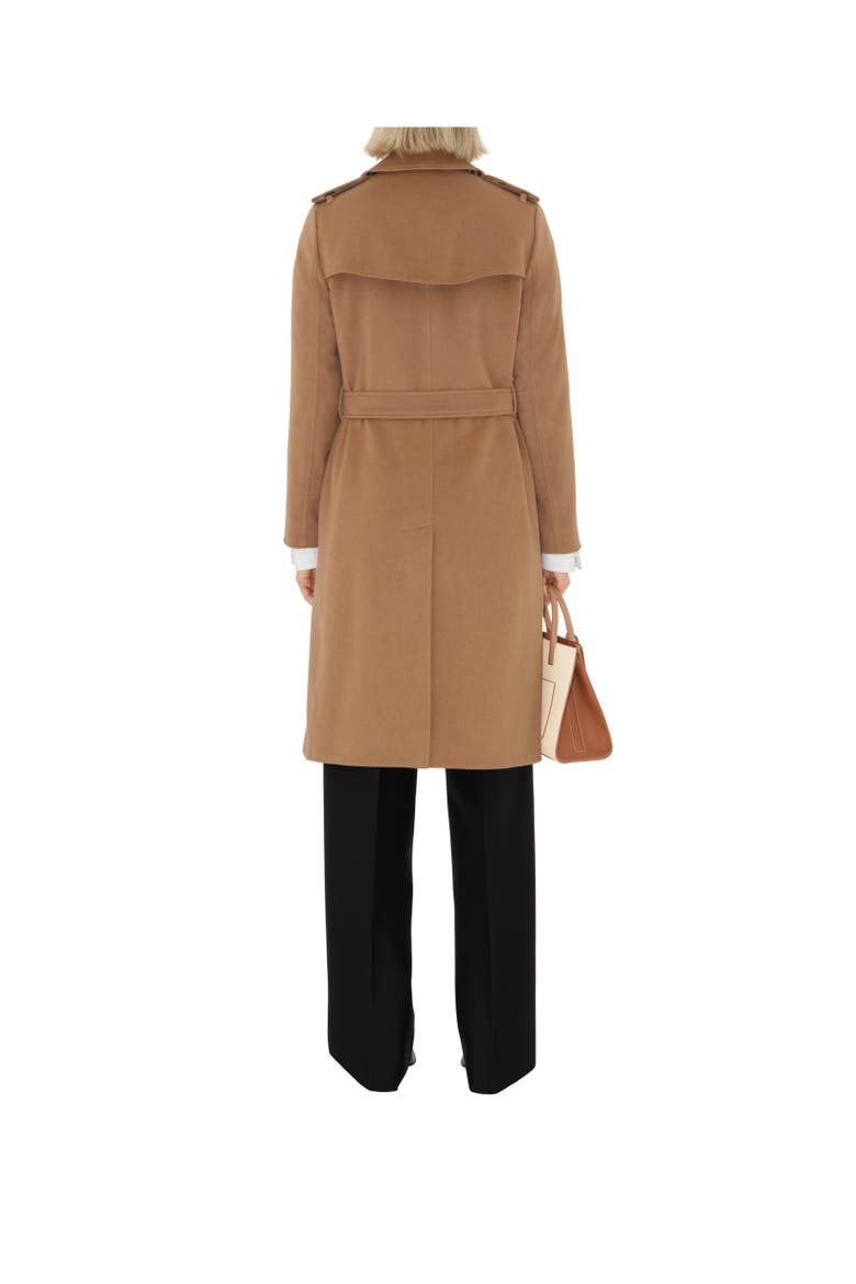Long Cashmere Blend Kensington Trench Coat, Alternate, color, Camel melange