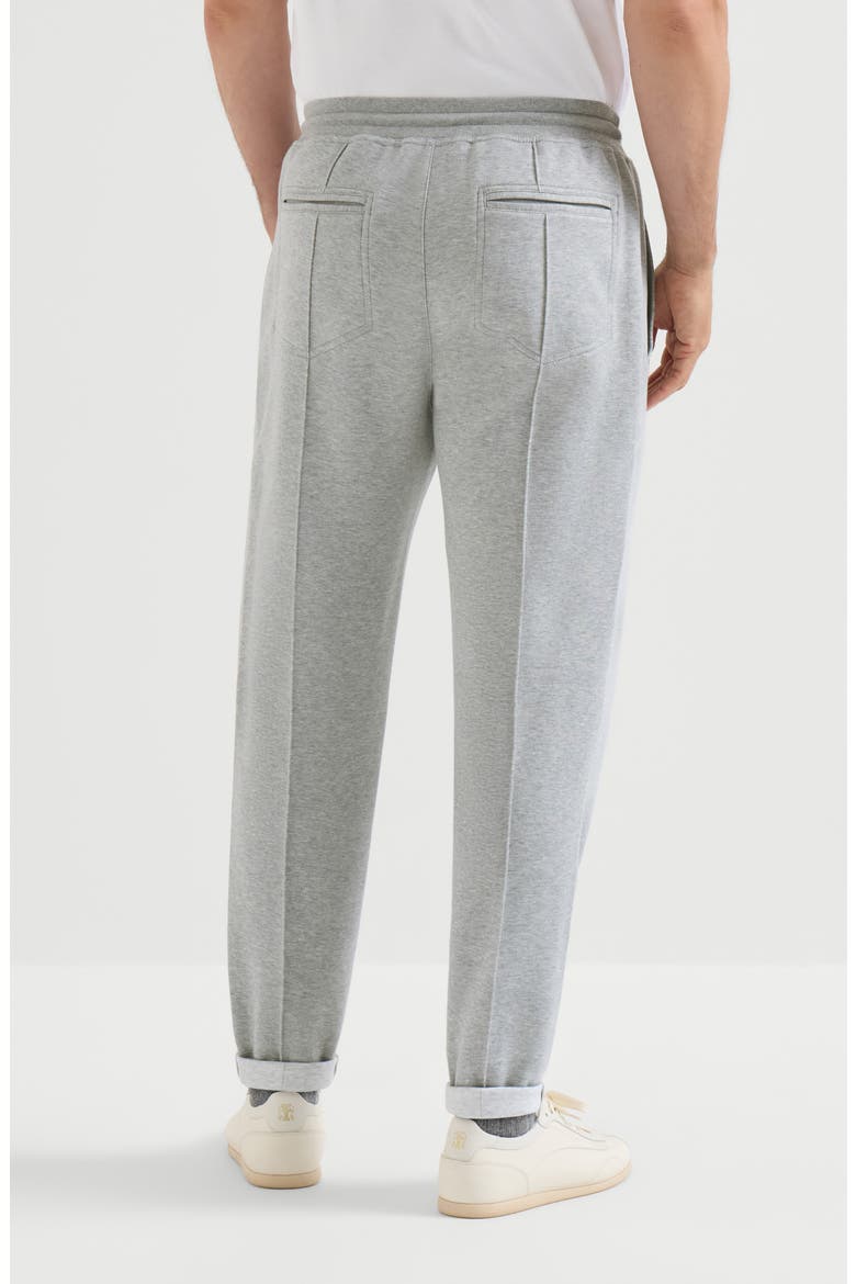 Cotton, cashmere and silk French terry double cloth trousers with Crête detail, Alternate, color, Medium Grey
