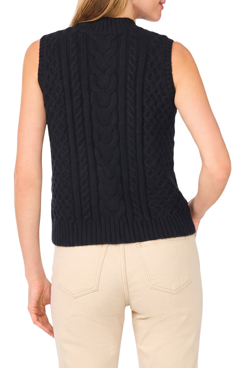 Cable Mock Neck Sweater Vest, Alternate, color, RICH BLACK