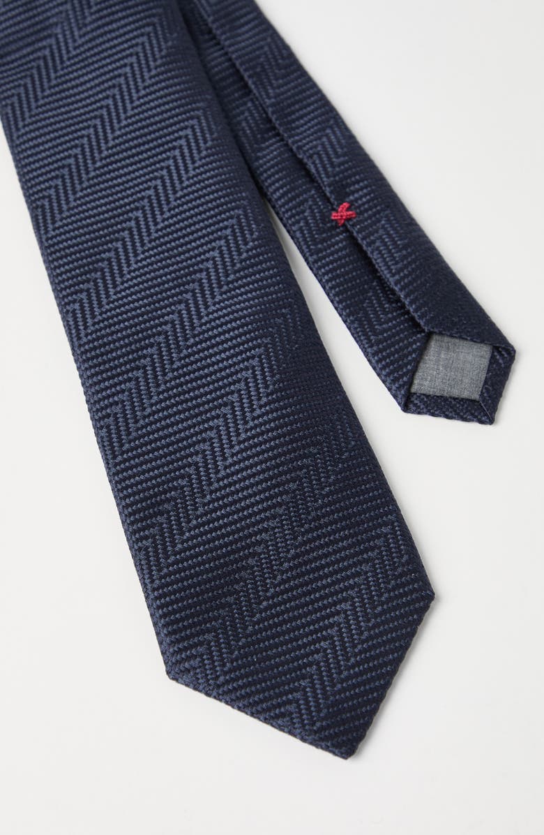 Brunello Cucinelli Herringbone necktie, Alternate, color, Navy Blue