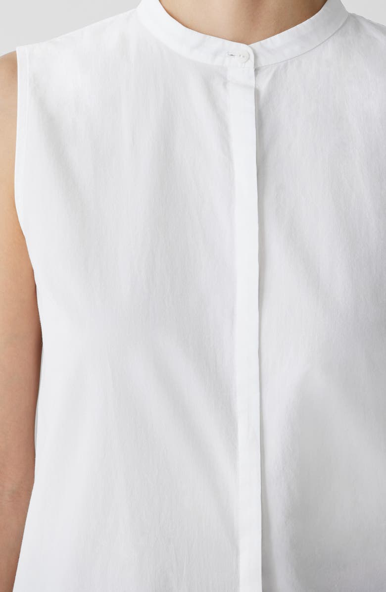 Eileen Fisher Band Collar Organic Cotton Midi Shirtdress, Alternate, color, White