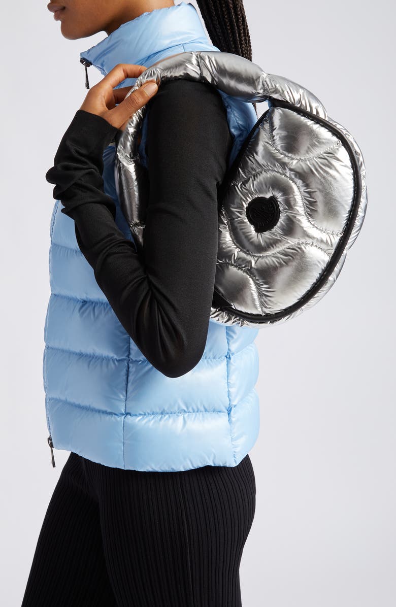 Moncler Delilah Metallic Nylon Hobo Bag, Alternate, color,