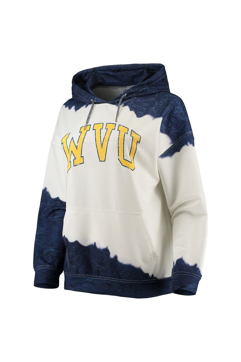 Women's Gameday Couture White/Navy West Virginia Mountaineers For the Fun Double Dip-Dyed Pullover Hoodie, Alternate, color, White