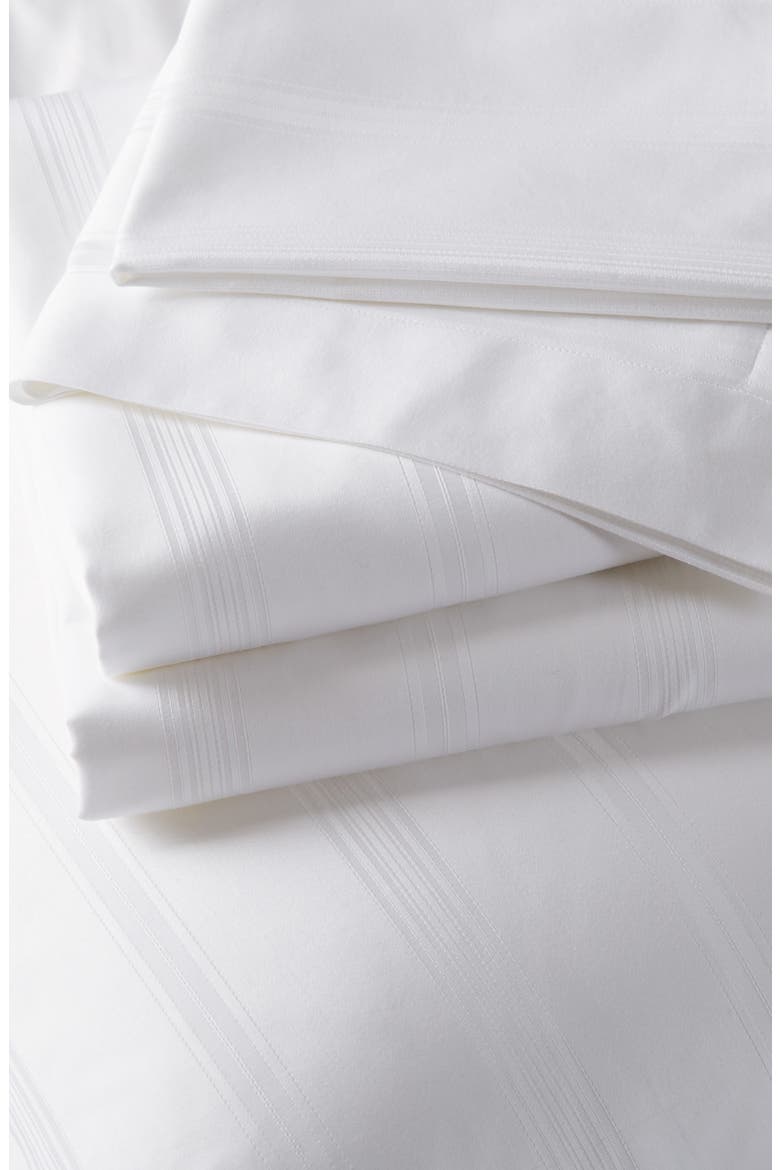 Stripe Border Duvet Cover & Sham Set, Alternate, color, WHITE