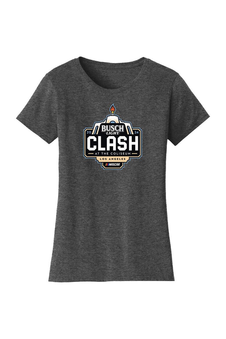 Women's Checkered Flag Sports Heather Charcoal 2024 Clash at the Coliseum T-Shirt, Alternate, color, Heather Charcoal