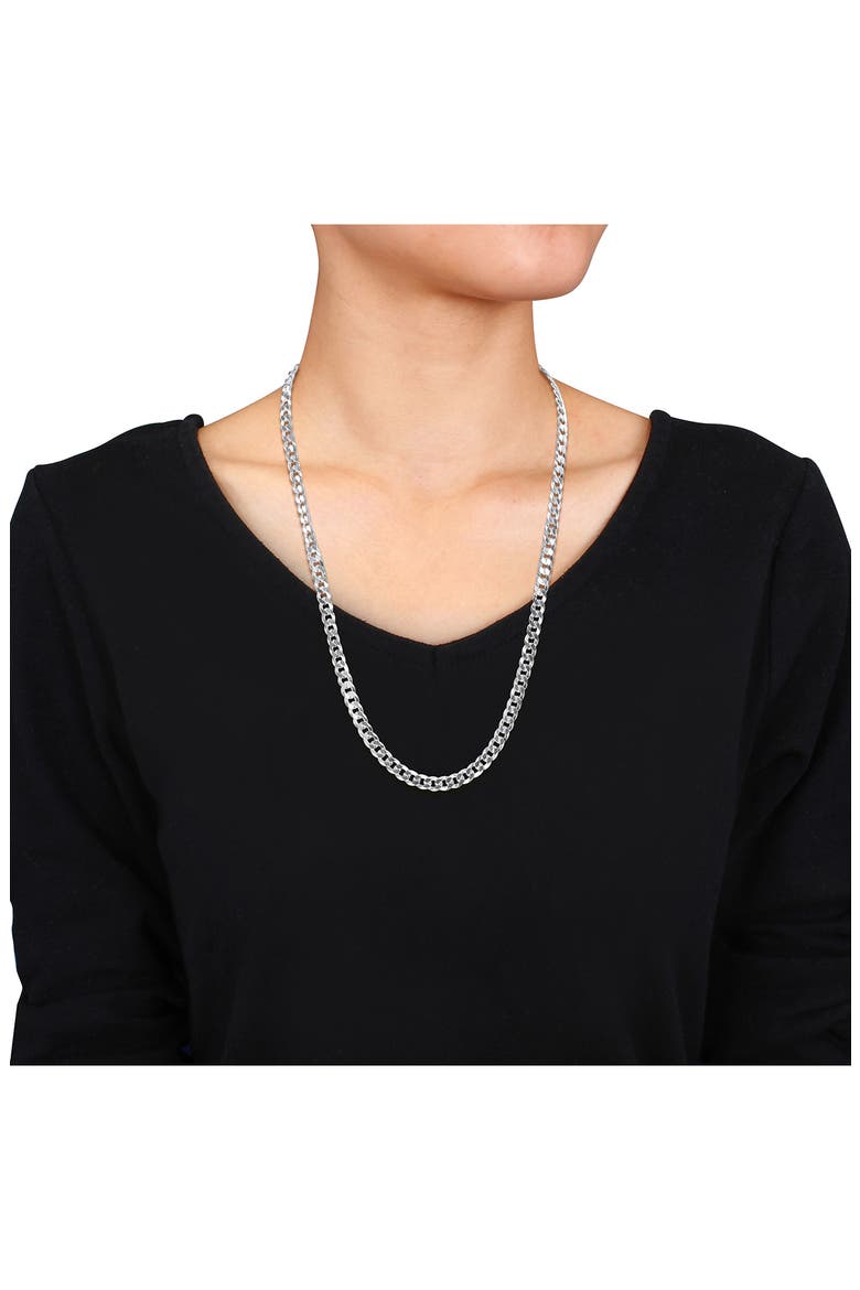 Sterling Silver Bevel Curb Chain Necklace, Alternate, color, SILVER