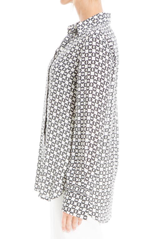 MAX STUDIO MAX STUDIO PRINTED LONG SLEEVE BUTTON-UP SHIRT 