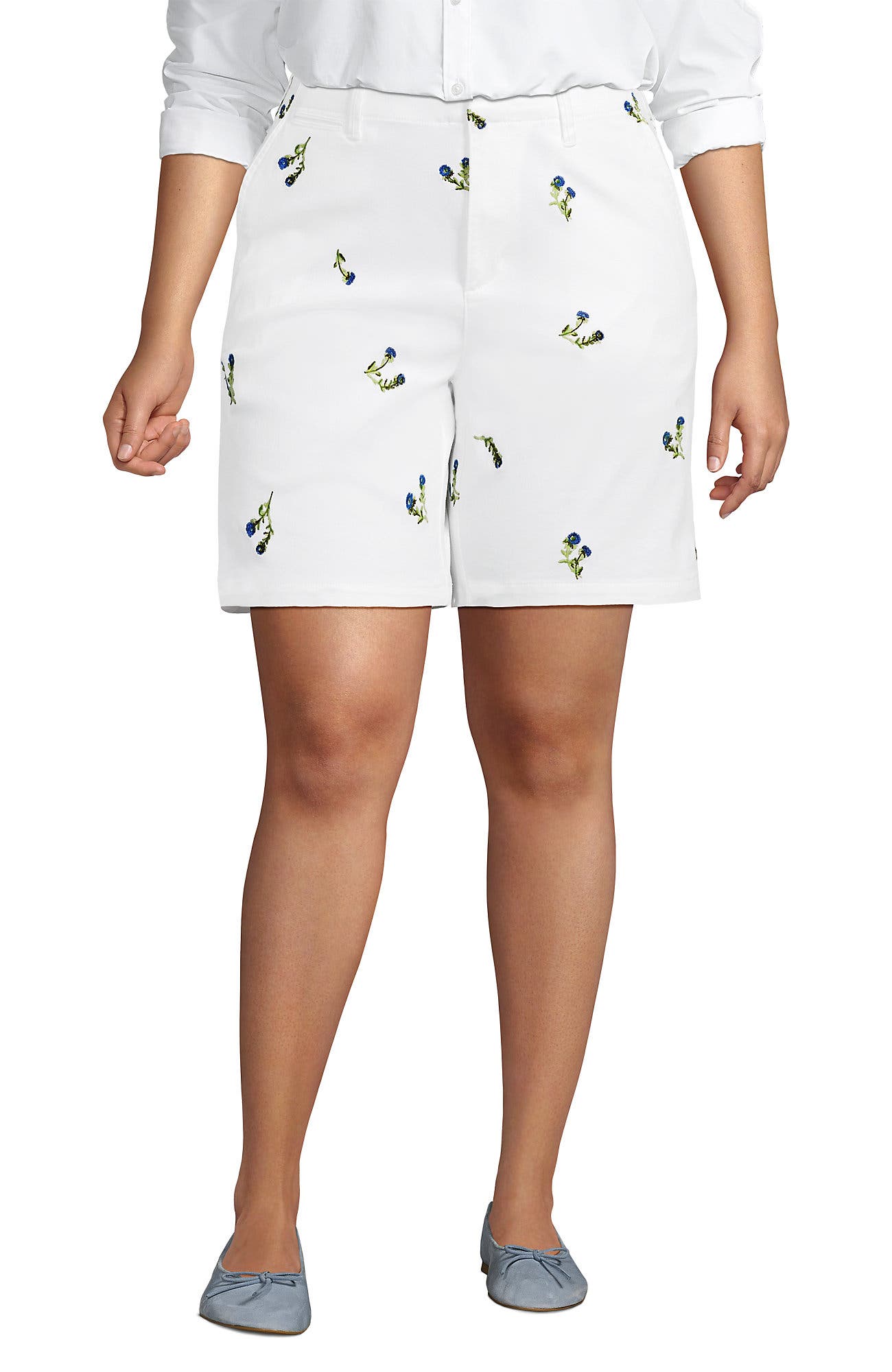 Plus Size Elastic Back Classic 7" Chino Shorts - image 3