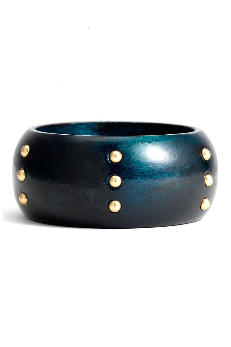 'High Tide' Studded Wood Bangle, Main, color, DARK BLUE