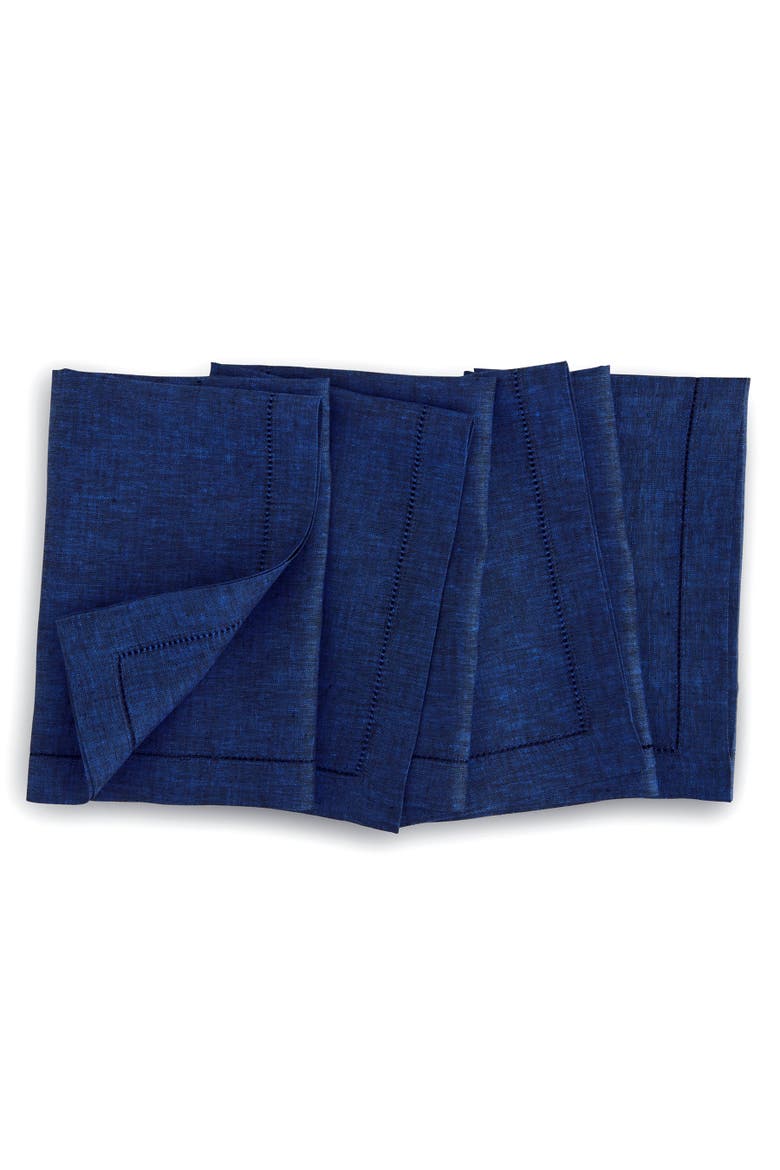 Linen Dinner Napkins Set of 4, 20 x 20" - Milan, Main, color, Royal Blue