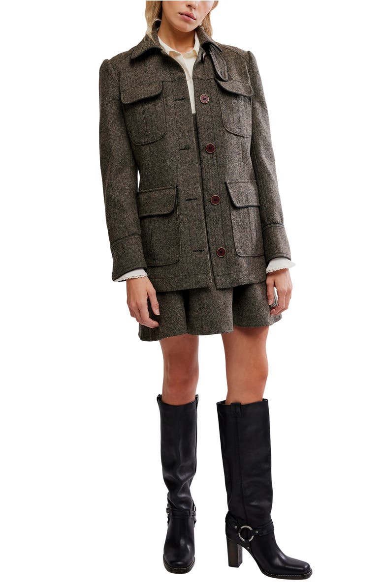 Free People Cyd Empire Waist Minidress, Alternate, color, Espresso Combo