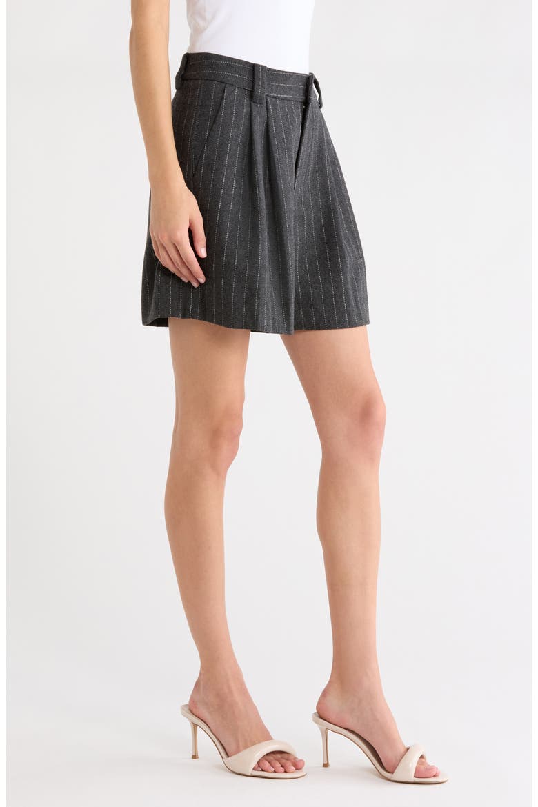 Jennifer Pleated Pinstripe Shorts, Alternate, color, CHARCOAL