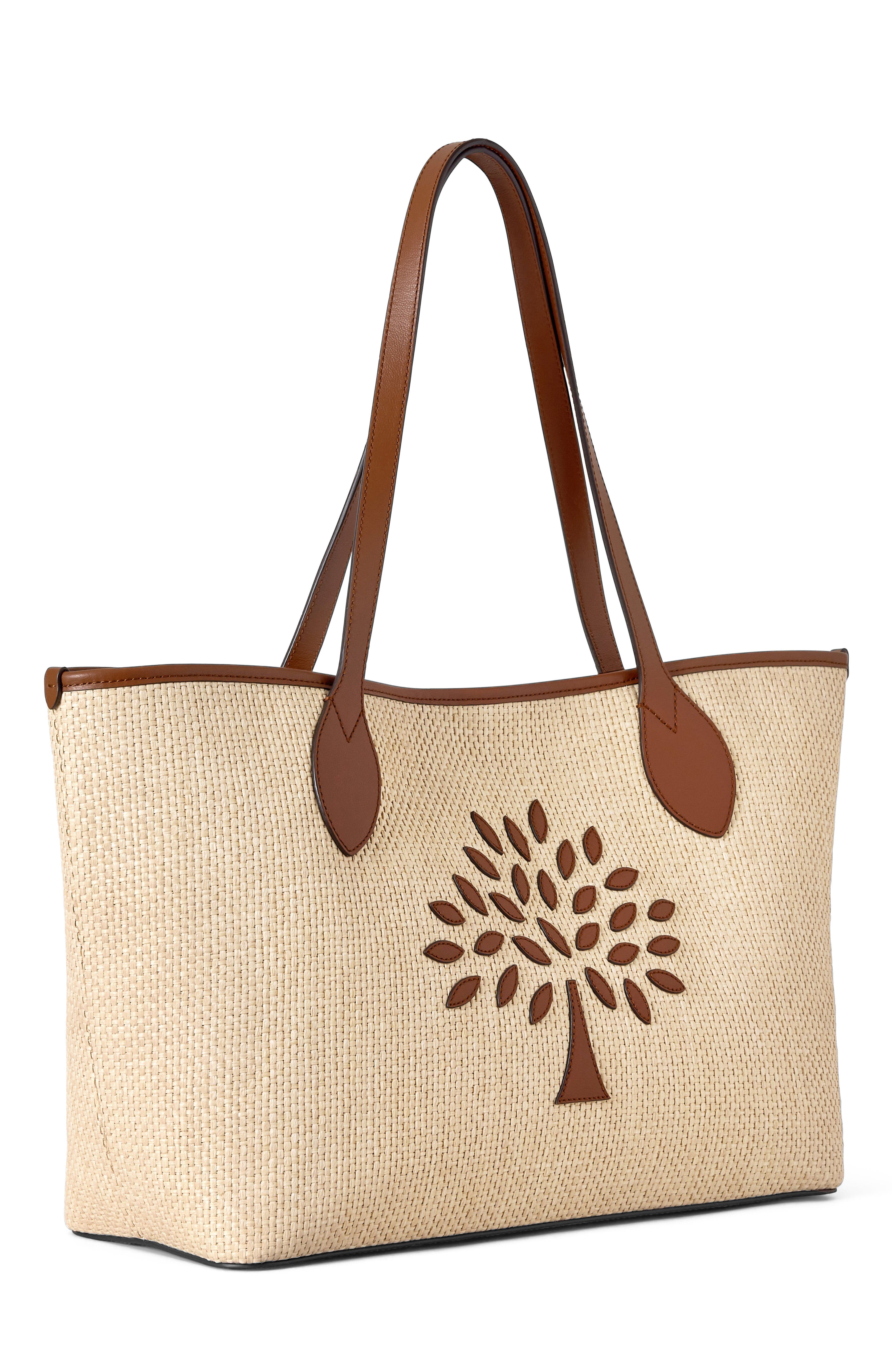 Mulberry Raffia Tree Tote, Alternate, color, Ecru-Bright Oak
