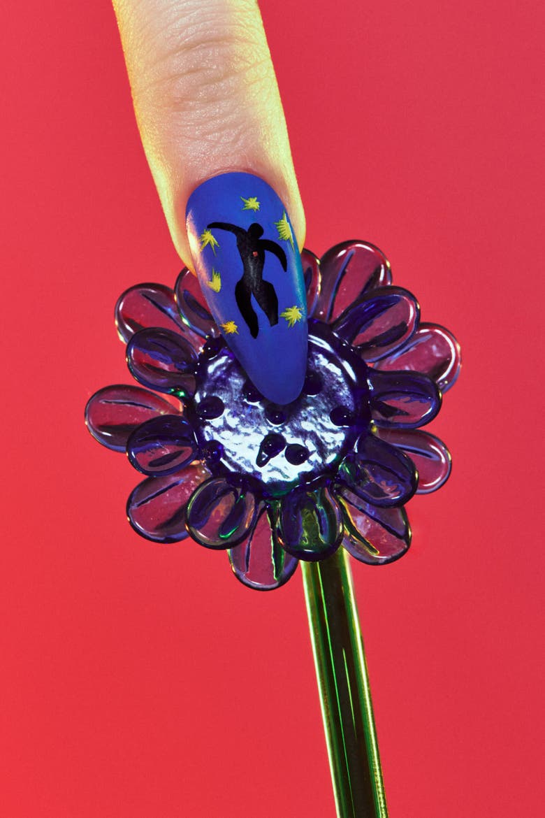 Henri Matisse Icarus Almond Press On Nails, Alternate, color, Blue