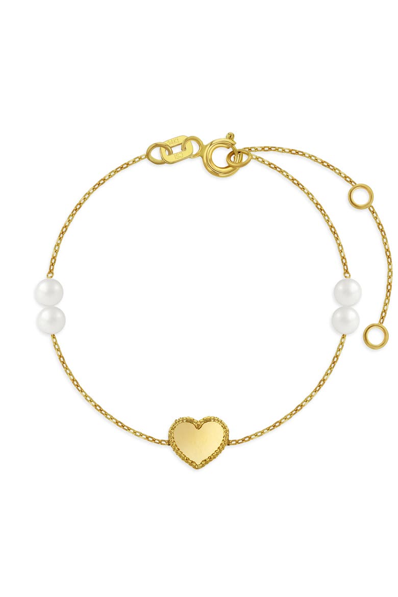 14k Framed Heart Girls Bracelet, Main, color, White