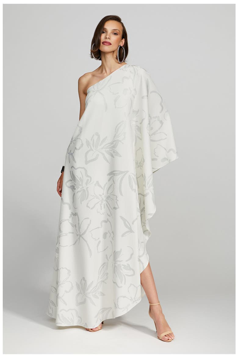Nevean Caftain In Foil Crepe, Main, color, Inked Floral