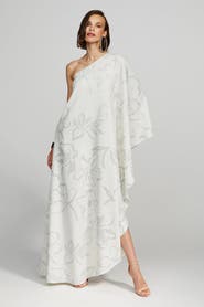 HALSTON Nevean Caftain In Foil Crepe
