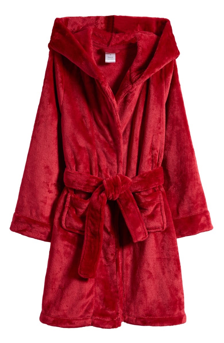 Nordstrom Kids' Hooded Fleece Robe, Main, color, Red Emboldened