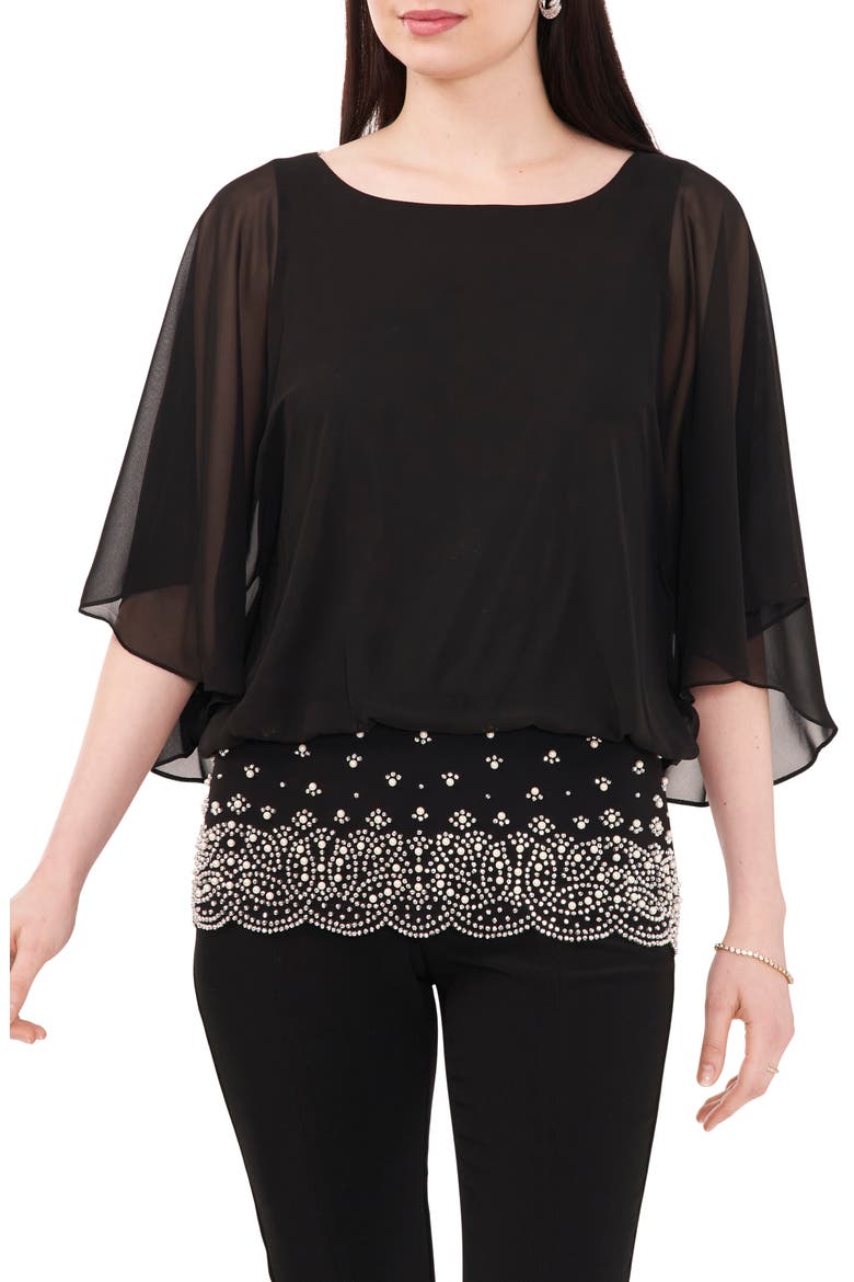 Embellished Border Top, Main, color, BLACK