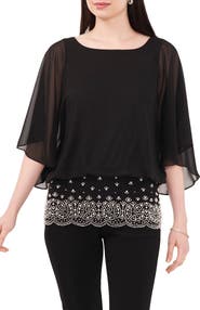 Chaus Embellished Border Top